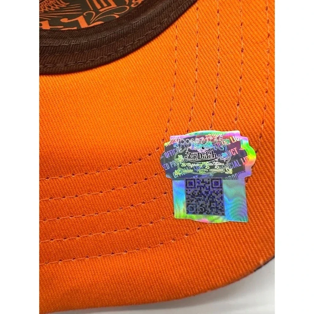 Von Dutch Logo Trucker Hat Orange Camo Mesh SnapBack Adjustable Unisex